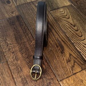 ORVIS men’s Elegant Brown Leather Belt with Gold Tone Buckle Size Large